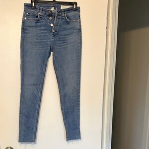 rag & bone High-Rise Button-Fly Blue Jeans